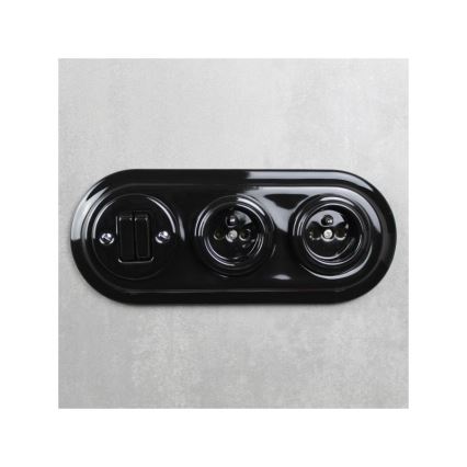 Elhard - Cornice tripla in ceramica retrò, nera