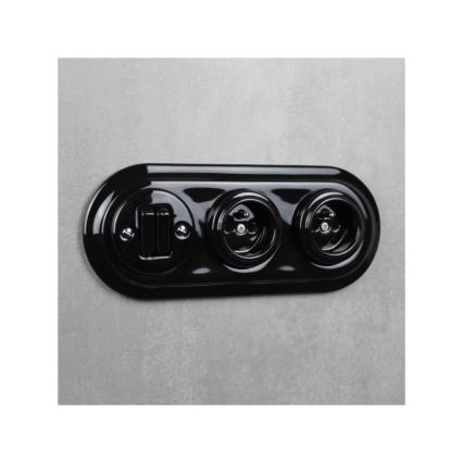Elhard - Cornice tripla in ceramica retrò, nera