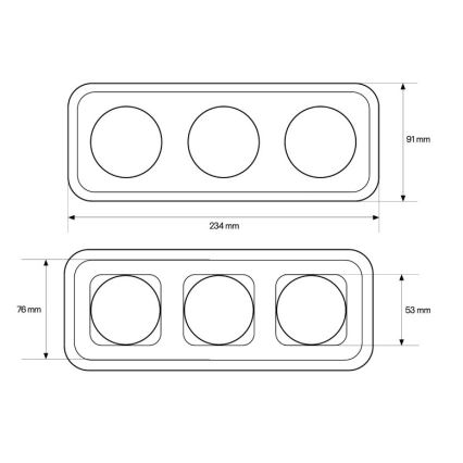 Elhard - Cornice tripla retrò in ceramica nera