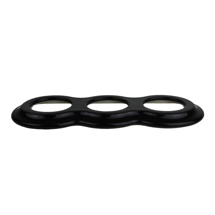 Elhard - Cornice tripla retrò in ceramica, nera