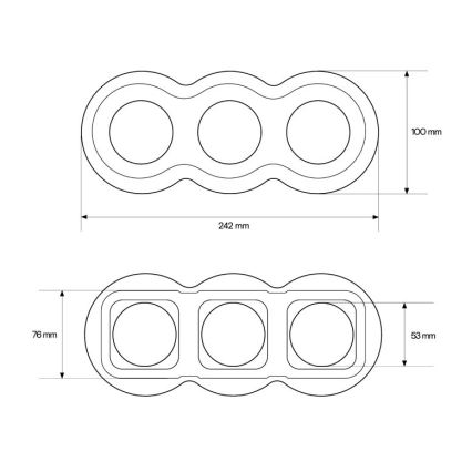 Elhard - Cornice tripla retrò in ceramica, nera