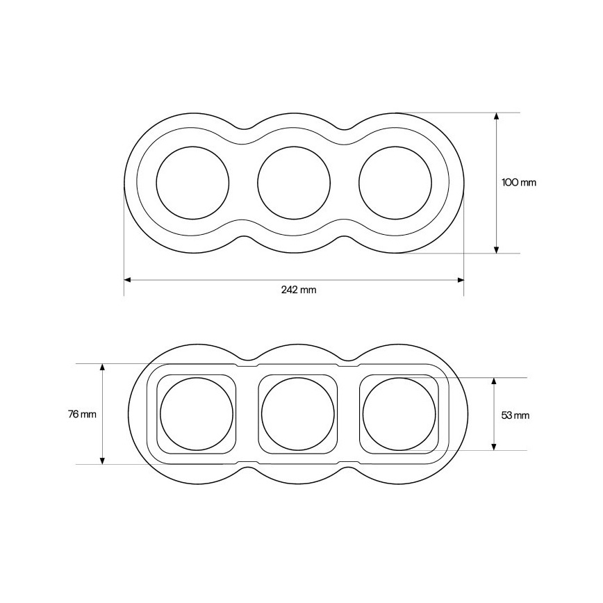Elhard - Cornice tripla retrò in ceramica, nera