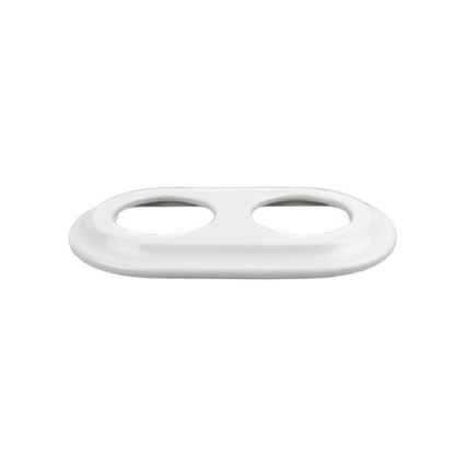 Elhard - Doppia presa domestica in ceramica in stile retrò con cornice SCHUKO 230V bianca