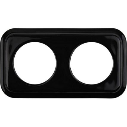 Elhard - Doppia presa domestica in ceramica in stile retrò con cornice, SCHUKO 230V, nera