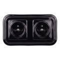 Elhard - Doppia presa domestica in ceramica stile retrò con cornice, 230V, nera