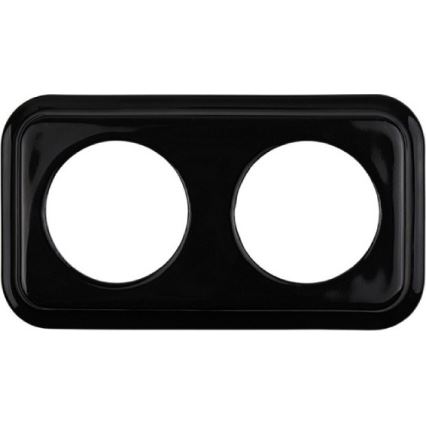Elhard - Doppia presa domestica in ceramica stile retrò con cornice, 230V, nera