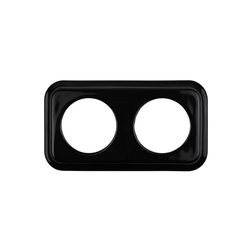 Elhard - Doppia presa domestica in ceramica stile retrò con cornice, 230V, nera