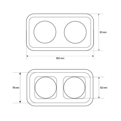 Elhard - Doppia presa domestica in ceramica stile retrò con cornice, 230V, nera