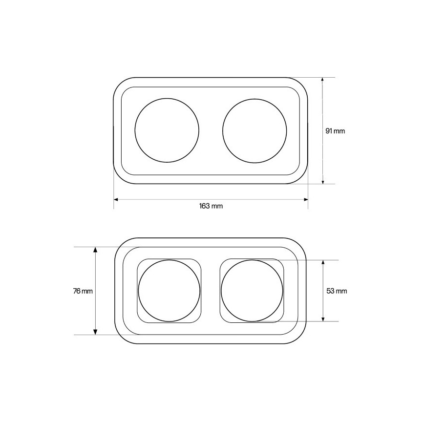 Elhard - Doppia presa domestica in ceramica stile retrò con cornice, 230V, nera
