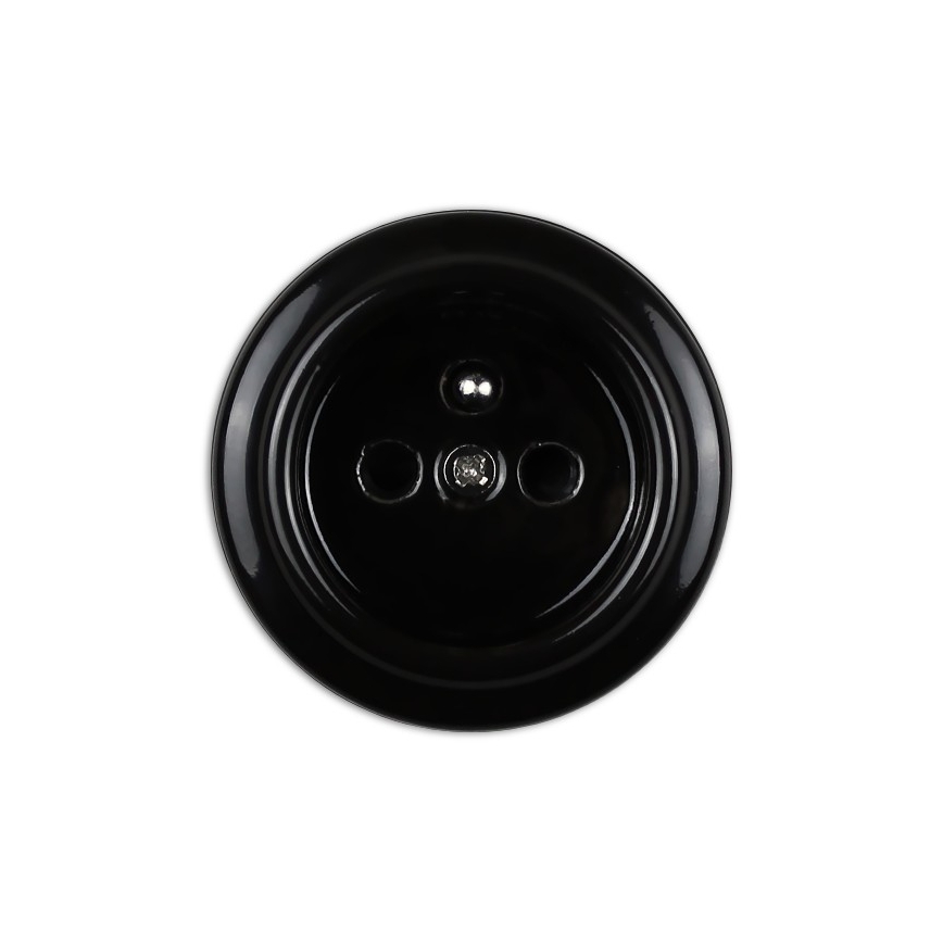 Elhard - Doppia presa elettrica da parete in ceramica, stile retrò, per uso domestico, con placca, 230V, nera