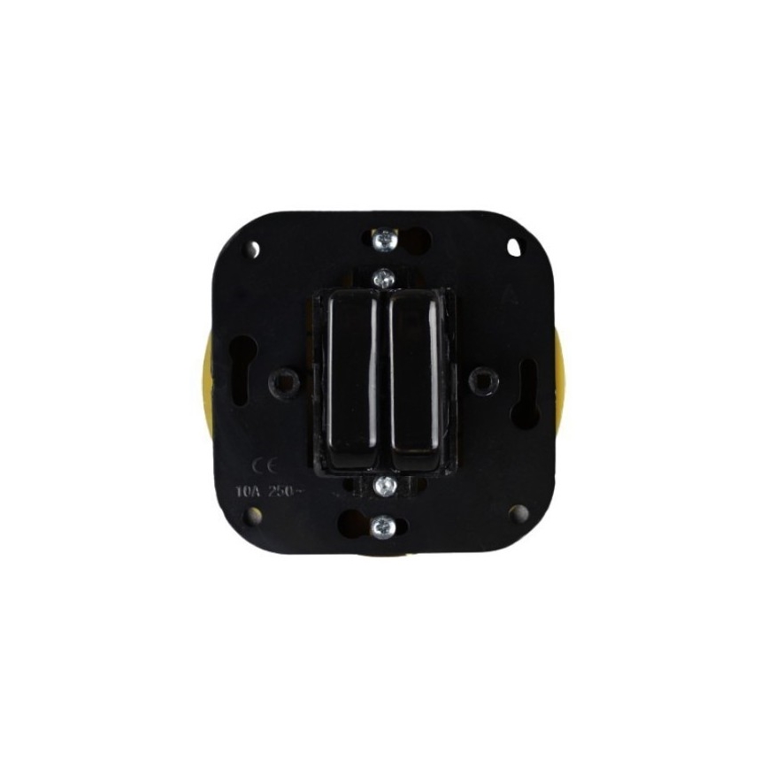 Elhard - Doppio interruttore per scale in ceramica stile retrò con cornice n. 6+6, nero