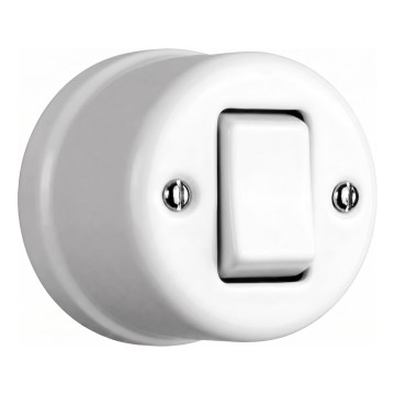 Elhard - Interruttore a croce da parete in ceramica stile retrò con ampio bilanciere n. 7, bianco
