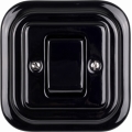Elhard - Interruttore a croce in ceramica dallo stile retrò con ampio bilanciere e cornice n. 7, nero