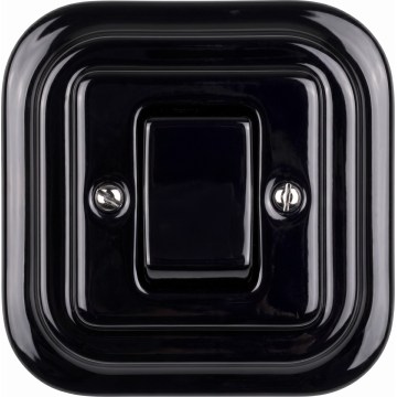 Elhard - Interruttore a croce in ceramica dallo stile retrò con ampio bilanciere e cornice n. 7, nero