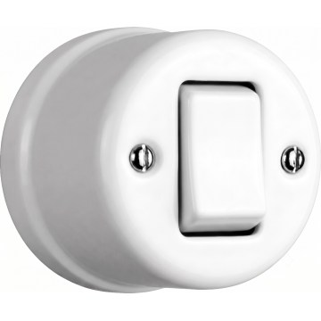 Elhard - Interruttore a croce in ceramica stile retrò con ampia levetta n. 7, bianco