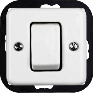 Elhard - Interruttore a croce retrò in ceramica con ampia leva, senza cornice, n. 7, bianco