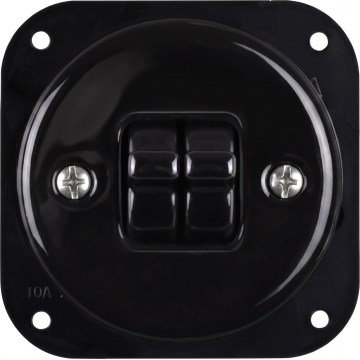 Elhard - Interruttore a leva in ceramica stile retrò, versione senza cornice n. 5, nero