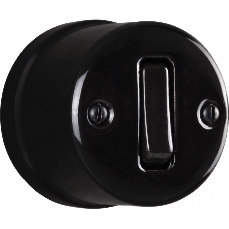 Elhard - Interruttore da parete doppio in ceramica stile retrò con cornice n. 1, nero