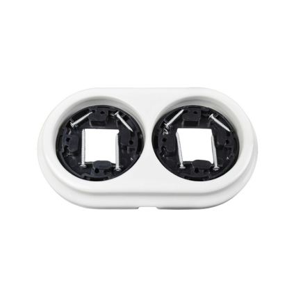 Elhard - Interruttore da parete doppio in ceramica stile retrò con placca n. 1, bianco