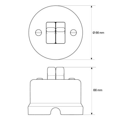 Elhard - Interruttore da parete doppio per scale in ceramica stile retrò con levette n. 6+6, nero