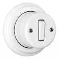 Elhard - Interruttore da parete in ceramica retrò, singolo, con cornice n. 1, bianco