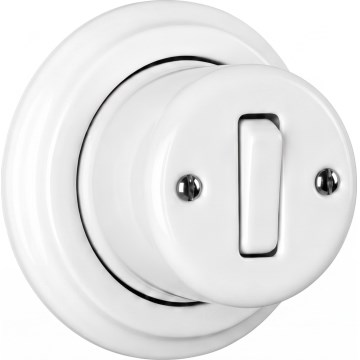 Elhard - Interruttore da parete in ceramica retrò, singolo, con cornice n. 1, bianco