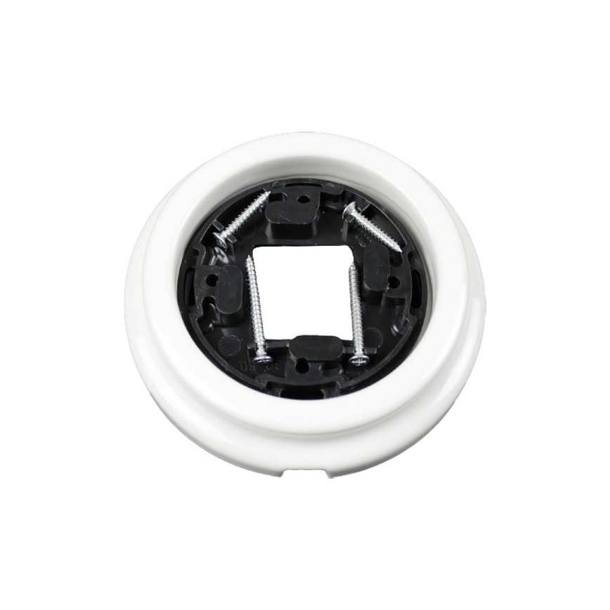 Elhard - Interruttore da parete in ceramica retrò, singolo, con cornice n. 1, bianco