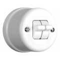 Elhard - Interruttore da parete in ceramica stile retrò doppio per scale con leva n. 6+6, bianco