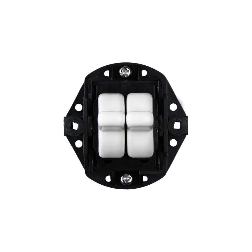 Elhard - Interruttore da parete in ceramica stile retrò doppio per scale con leva n. 6+6, bianco