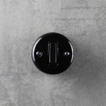 Elhard - Interruttore da parete in ceramica stile retrò per vano scala n. 6 nero