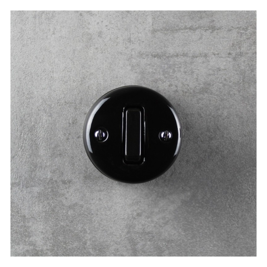 Elhard - Interruttore da parete in ceramica stile retrò per vano scala n. 6 nero