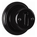 Elhard - Interruttore da parete in ceramica stile retrò, singolo, con cornice n. 1, nero