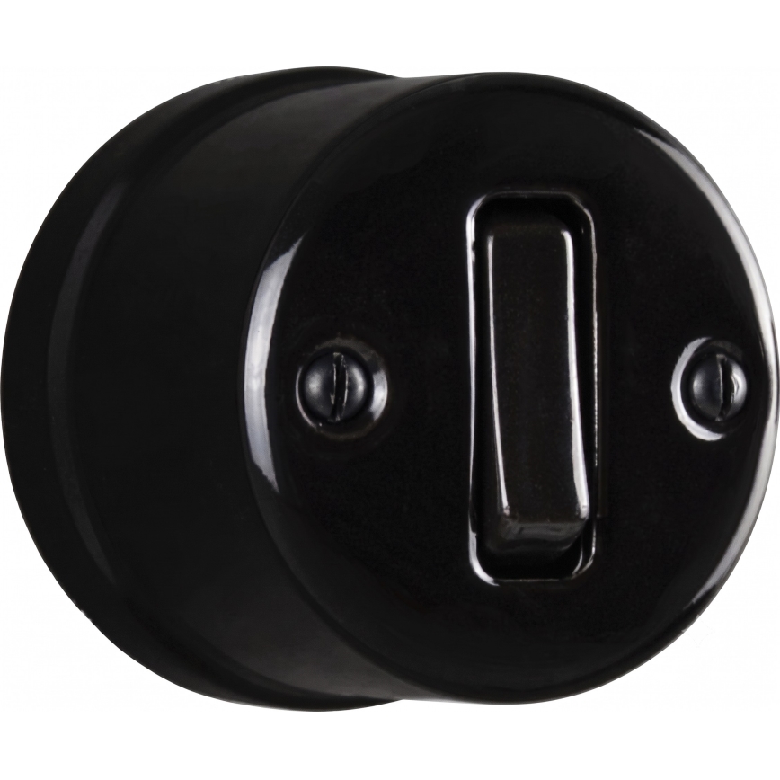 Elhard - Interruttore da parete in ceramica stile retrò, singolo, con cornice n. 1, nero