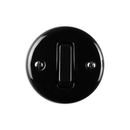 Elhard - Interruttore da parete in ceramica stile retrò, singolo, con cornice n. 1, nero