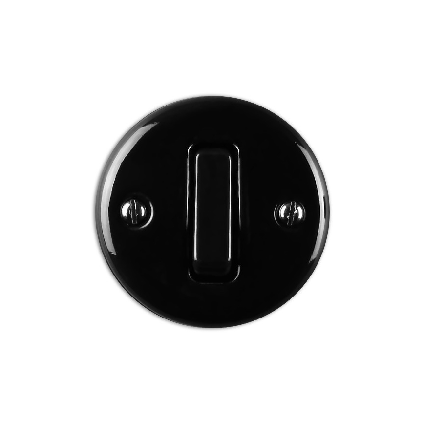 Elhard - Interruttore da parete in ceramica stile retrò, singolo, con cornice n. 1, nero