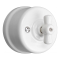 Elhard - Interruttore da parete rotativo in ceramica stile retrò, serie n. 5, bianco