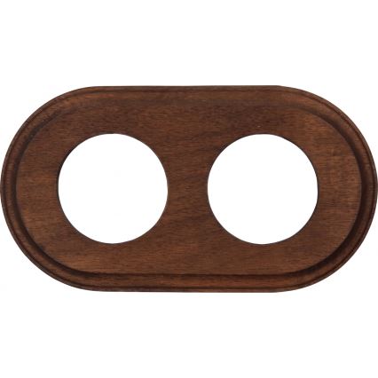 Elhard - Interruttore doppio in ceramica in stile retrò con cornice č. 1 nero/legno scuro