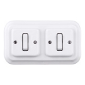 Elhard - Interruttore doppio in ceramica stile retrò con cornice n. 1, bianco