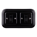 Elhard - Interruttore doppio in ceramica stile retrò con cornice n. 1, nero