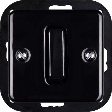 Elhard - Interruttore doppio in ceramica stile retrò con cornice n. 1, nero