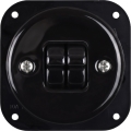 Elhard - Interruttore doppio per scala in ceramica retrò con leva senza cornice n. 6+6 nero