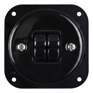 Elhard - Interruttore doppio per scala in ceramica retrò con leva senza cornice n. 6+6 nero