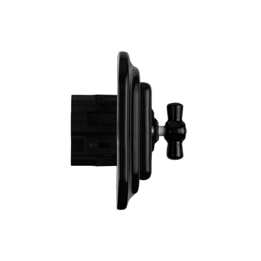 Elhard - Interruttore in ceramica dallo stile retrò con cornice n. 1/0 nero