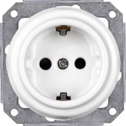Elhard - Interruttore in ceramica retrò č. 1 e presa 230V con placca SCHUKO bianca