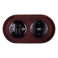 Elhard - Interruttore in ceramica stile retrò n. 1 e presa 230V con cornice SCHUKO nero/legno scuro