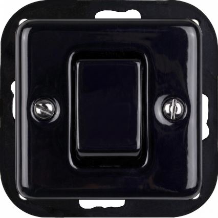 Elhard - Interruttore a croce in ceramica dallo stile retrò con ampio bilanciere e cornice n. 7, nero