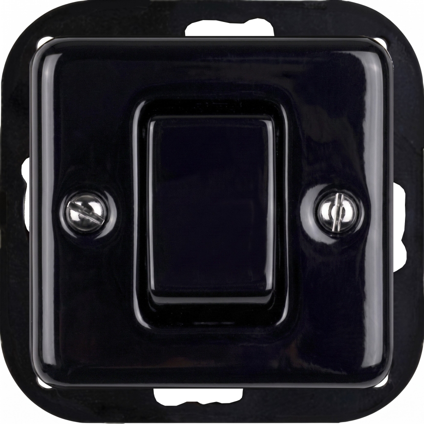 Elhard - Interruttore a croce in ceramica dallo stile retrò con ampio bilanciere e cornice n. 7, nero