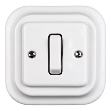 Elhard - Interruttore per scala in ceramica dallo stile retrò con cornice n. 6, bianco