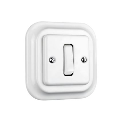 Elhard - Interruttore per scala in ceramica dallo stile retrò con cornice n. 6, bianco