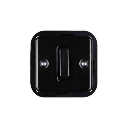 Elhard - Interruttore per scala in ceramica retrò con cornice n. 6, nero